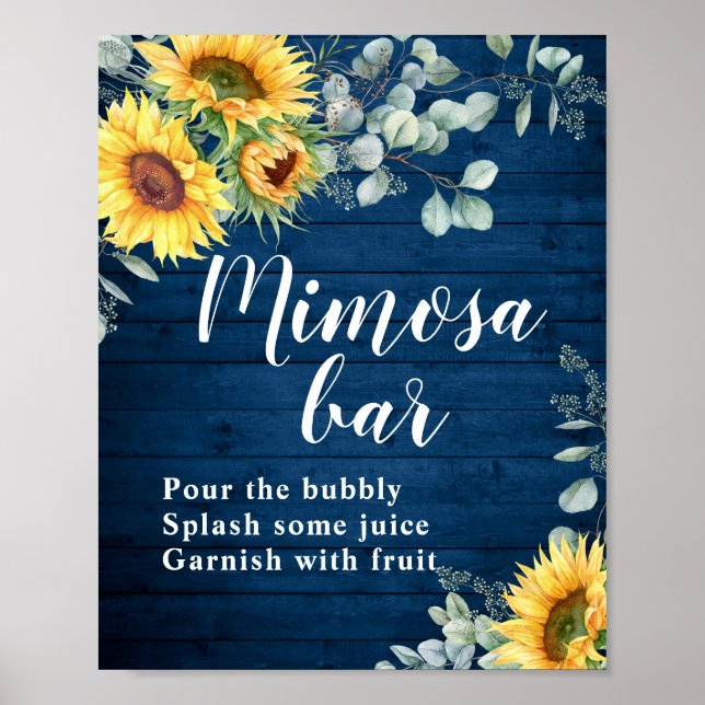 Watercolor Sunflowers Eucalyptus Mimosa Bar Sign (Front)