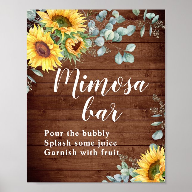 Watercolor Sunflowers Eucalyptus Mimosa Bar Sign (Front)
