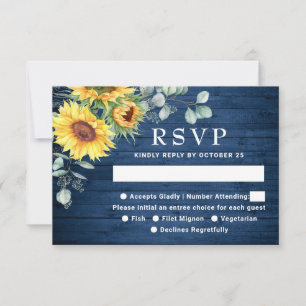 Watercolor Sunflowers Eucalyptus Rustic Wedding RSVP Card