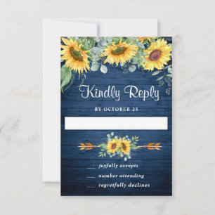 Watercolor Sunflowers Eucalyptus Wedding RSVP Card