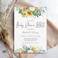 Watercolor Sunflowers Floral Baby Shower BBQ