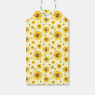 Watercolor Sunflowers Floral Pattern Gift Tags