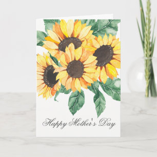 Watercolor Sunflowers Florals Mothers Day Card