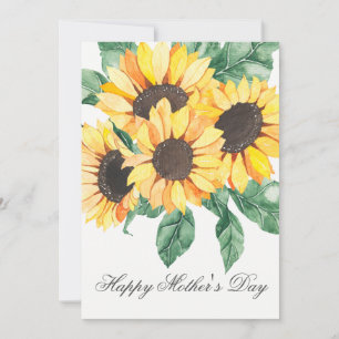 Watercolor Sunflowers Florals Mothers Day Card