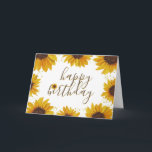 Watercolor Sunflowers & Gold Dots Happy Birthday Card<br><div class="desc">This elegant design features pretty painted, watercolor sunflowers accented with faux gold dots. Click the customize button for more flexibility in modifying the text or moving the graphics! Variations of this design as well as coordinating products are available in our shop, zazzle.com/store/doodlelulu. Contact us if you need this design applied...</div>