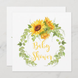 Watercolor Sunflowers Greenery Baby Shower Invites