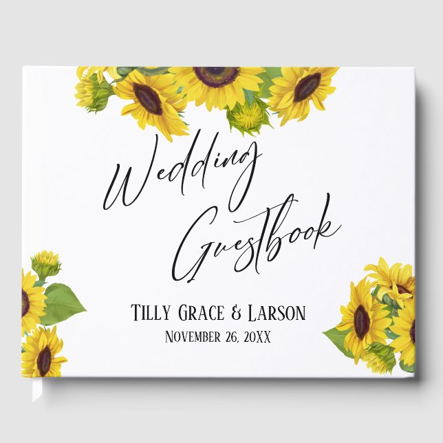 Watercolor Sunflowers Handwriting Guestbook (Front)