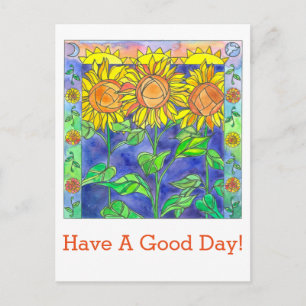 Watercolor Sunflowers Have A Good Day Postcard
