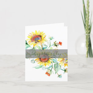 Watercolor sunflowers holiday card