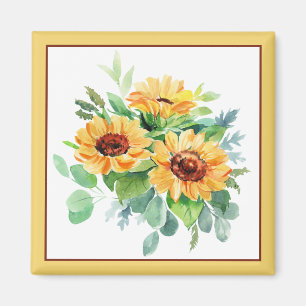 Watercolor sunflowers  magnet