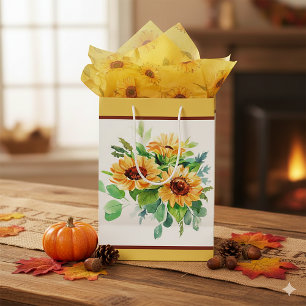 Watercolor sunflowers medium gift bag