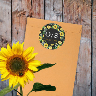 Watercolor Sunflowers Monogram Envelope Seal