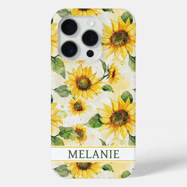 Watercolor Sunflowers Monogrammed Case-Mate iPhone Case (Back)
