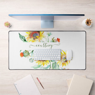 Watercolor sunflowers personalised    desk mat