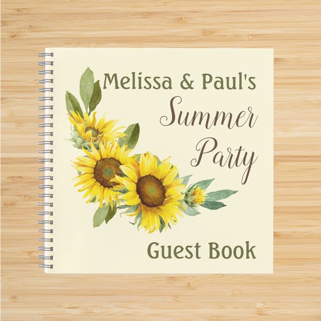Watercolor Sunflowers personalised Guest Book (Creator Uploaded)