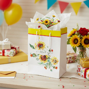 Watercolor sunflowers personalised medium gift bag