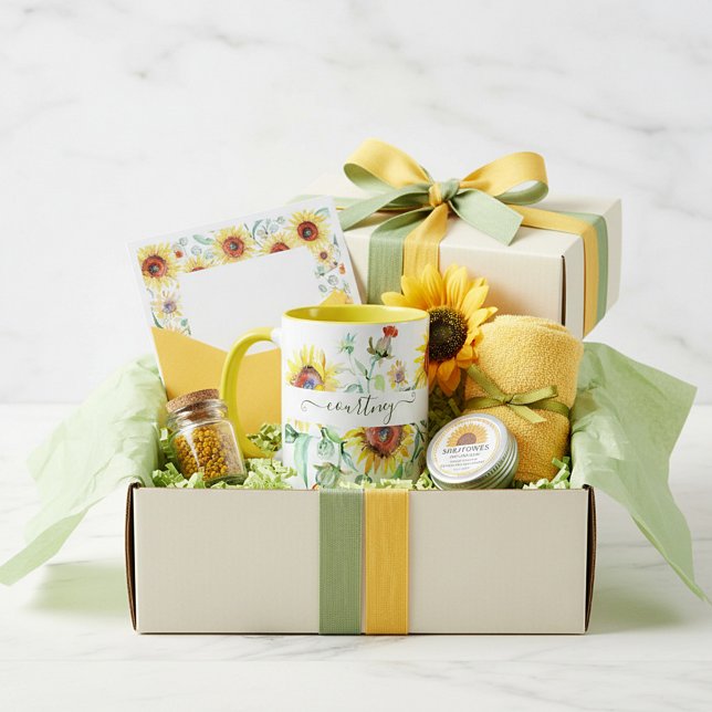 Watercolor sunflowers personalised mug (Creator Uploaded)