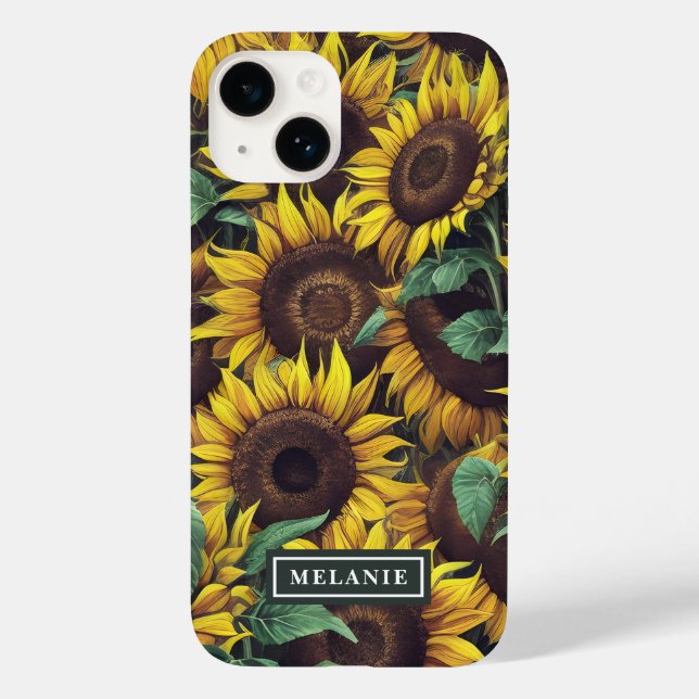 Watercolor Sunflowers Personalised Name Template Case-Mate iPhone Case (Back)