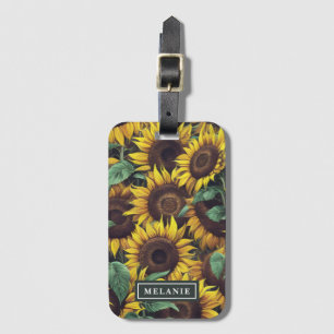 Watercolor Sunflowers Personalised Name Template Luggage Tag