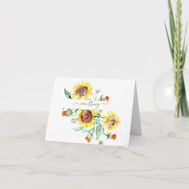 Watercolor sunflowers personalised    note card (Front)