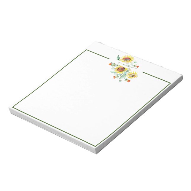 Watercolor sunflowers personalised    notepad (Rotated)