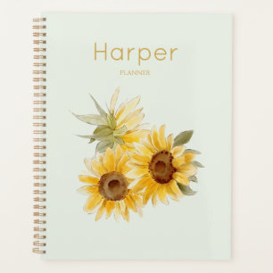 Watercolor Sunflowers Personalised Planner