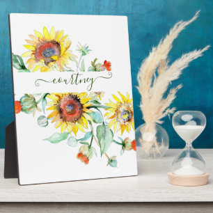 Watercolor sunflowers personalised    plaque