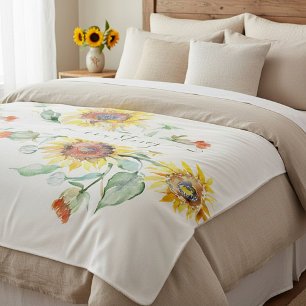 Watercolor sunflowers personalised    sherpa blanket