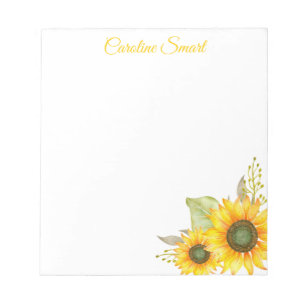 Watercolor Sunflowers Personalised Stationery Notepad
