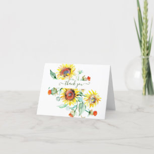 Watercolor sunflowers personalised thank you ca card