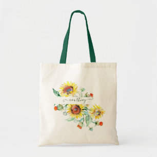 Watercolor sunflowers personalised    tote bag