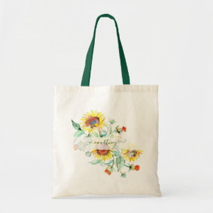 Watercolor sunflowers personalised tote bag