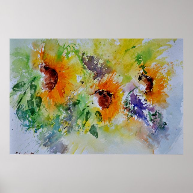 watercolor sunflowers poster (Front)