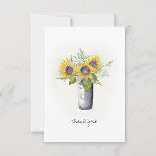 watercolor sunflowers thank you card