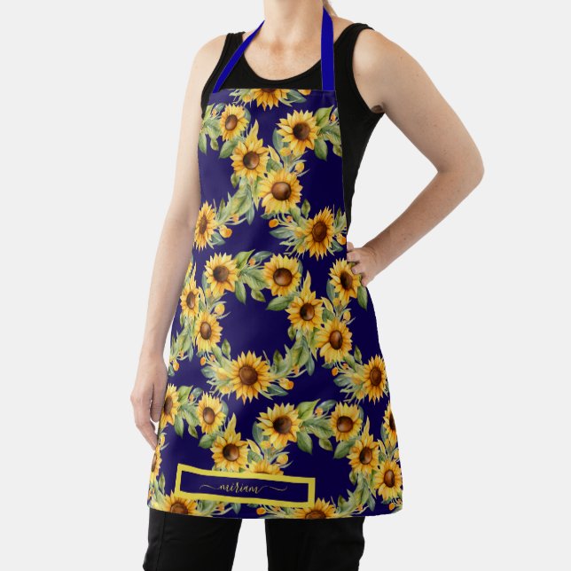 Watercolor Sunflowers Van Gogh Style  Apron (Insitu)