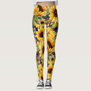 Watercolor Sunflowers Van Gogh Style  Leggings