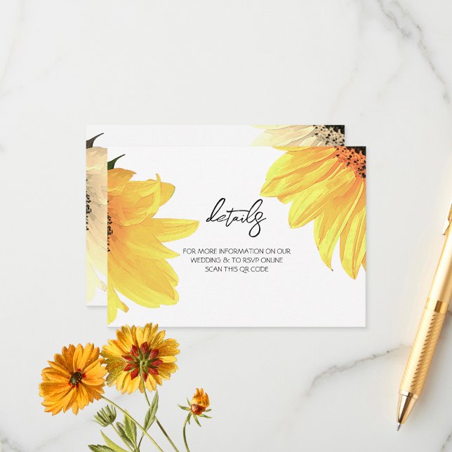 Watercolor Sunflowers Wedding Enclosure Card (Creator Uploaded)