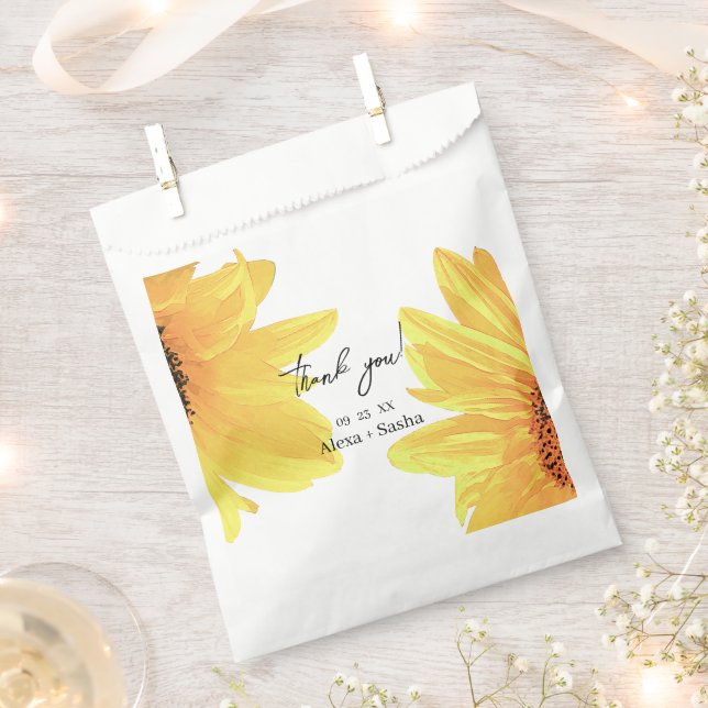 Watercolor Sunflowers Wedding Favour Bag (Clipped)