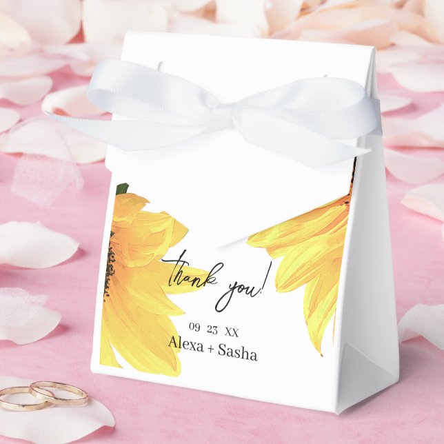 Watercolor Sunflowers Wedding Favour Box (Wedding)
