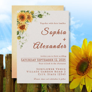 Watercolor Sunflowers Wedding Invitation