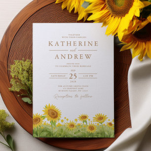 Watercolor Sunflowers Wedding Invitation
