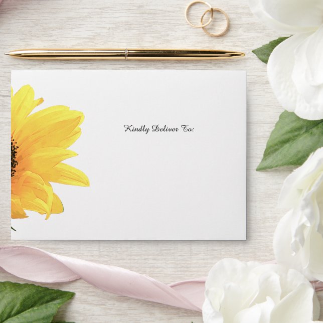 Watercolor Sunflowers Wedding Invitation Postcard Envelope (Wedding)