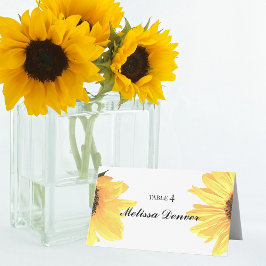Watercolor Sunflowers Wedding Place Card