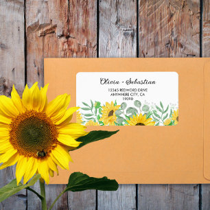 Watercolor Sunflowers Wedding RSVP Address Label