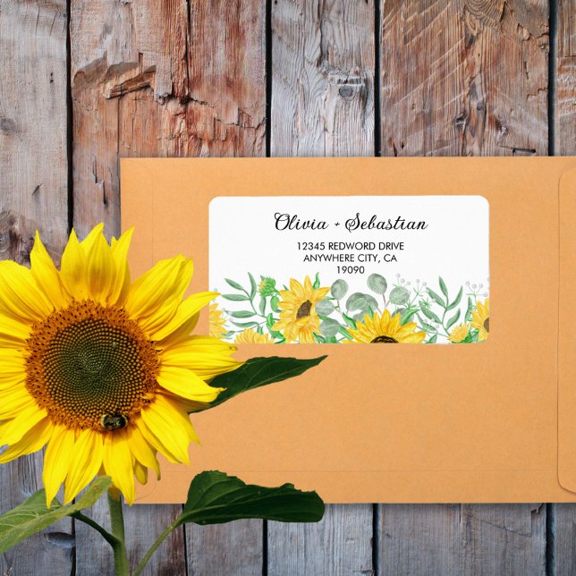 Watercolor Sunflowers Wedding RSVP Address Label (Creator Uploaded)