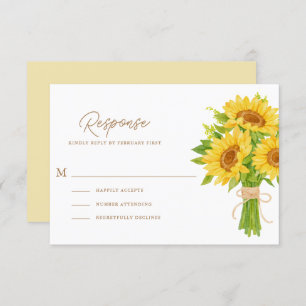 Watercolor Sunflowers Wedding RSVP Cards