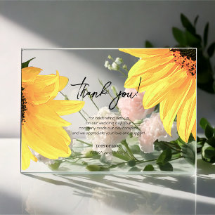 Watercolor Sunflowers Wedding Thank You Card Acrylic Invitations