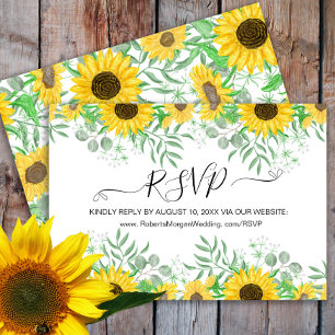 Watercolor Sunflowers Wedding Website RSVP Card