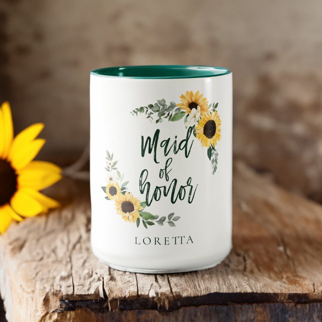 Watercolor Sunflowers Wildflower Maid Of Honour Mug (Watercolor Sunflowers Wildflower Maid Of Honor Mug)
