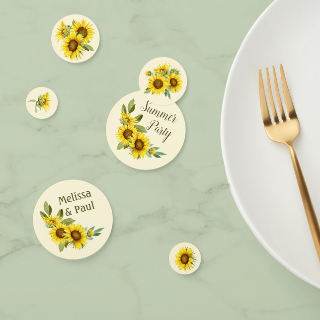 Watercolor Sunflowers with foliage personalised  Confetti (Creator Uploaded)